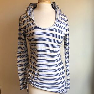 Prana blue & white striped hoodie